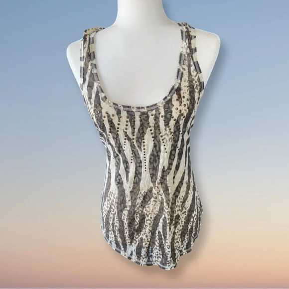 Daytrip Medium 2000s Y2K Animal print Tank top w/flat studs - Picture 1 of 3